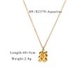 Detail view of 18K gold plated Aquarius pendant necklace with 40+5cm chain length info - Aquarius (HF-X2379-Aquarius)