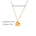 Detail of 18K gold plated Scorpio zodiac necklace with extension chain on white background - Scorpio (HF-X2379-Scorpio)