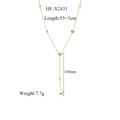 Details der 18K Gold Titanherzkette mit 55+5cm Länge und Maßen der Y-Quaste - Goldene Herz Y-Förmige Quaste Halskette (HF-X2431)