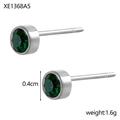 Orecchini a perno in argento e acciaio con zirconi verdi tondi da 4mm, peso 1,6g - Acciaio Verde
