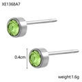 Orecchini a perno in argento con zircone verde chiaro da 0,4 cm e peso 1,6 g - Acciaio Verde Chiaro
