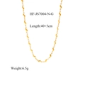 Détail du collier à vagues dorées 40+5cm avec spécifications de poids et de taille - 40+5cm / Collier Doré (HF-JS7004-N-G)