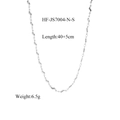 Détail du collier en acier inoxydable argenté texturé avec dimensions et poids - 40+5cm / Collier Argenté (HF-JS7004-N-S)
