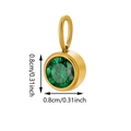 0.8cm gold stainless steel birthstone pendant with emerald green faceted rhinestone - Gold - May Green