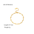 Détail du bracelet chaîne ondulé plaqué or 18K avec fermoir ajustable et étiquette - 16+5cm / Bracelet Doré (HF-JS7004-B-G)