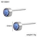 Orecchini a perno da 0,4cm con zircone blu scuro in acciaio placcato oro - Acciaio Blu