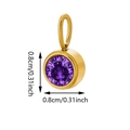 0.8cm round birthstone pendant with purple zircon and golden stainless steel base - Gold - June Dark Purple