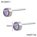 Orecchini a perno da 0,4 cm con zircone viola e acciaio inossidabile argentato - Acciaio Viola