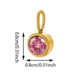 Birthstone pendant with round pink crystal in gold plated setting 0.8cm size - Gold - July Rose Red