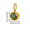 Birthstone charm pendant in grass green with golden setting and size dimensions - Gold-August Peridot