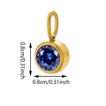 Blue birthstone charm with 0.8cm gold stainless steel frame for DIY jewelry making - Gold-September Sapphire Blue