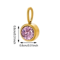 Pink birthstone charm with gold plating and faceted crystal pendant, 0.8cm diameter - Gold-October Pink