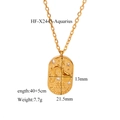 Detalle del relieve del signo Acuario en colgante ovalado dorado con brillantes pedrerías - Chapado en oro 18K / Acuario