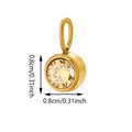 0.8cm round golden stainless steel pendant with champagne birthstone charm - Gold - November Yellow