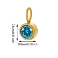 0.8cm round blue birthstone pendant with gold plated bezel for DIY jewelry making - Gold-December Blue