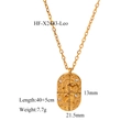 Vista detallada del colgante zodiaco Leo dorado con circonitas blancas y sus dimensiones - Chapado en oro 18K / Leo
