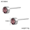 Orecchini a perno minimalisti in acciaio dorato con zircone rotondo viola chiaro - Acciaio Rosso Scuro