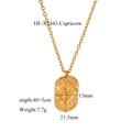 Detalle de colgante de Capricornio dorado con cadena de 40+5cm y medidas de 13x21,5mm - Chapado en oro 18K / Capricornio