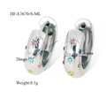 Detail showing 20mm silver hoop earrings with multi-color zircon stars and 6mm width - Silver Multicolor Rhinestone Hoop Earrings (E3670)