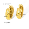 Detail view of 20mm gold-plated hoop earrings featuring star-set zircon stones - Gold White Rhinestone Hoop Earrings (E3670) / Outer Diameter 20MM