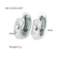 Macro detail of silver starburst engraved earrings with size 20mm and weight parameters - Silver White Rhinestone Hoop Earrings (E3670)