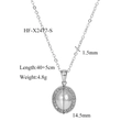 Detailed view of silver oval pendant with pearl and small diamonds on cross chain - Silver Style (HF-X2477-S)