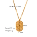 Collana con ciondolo ovale Toro dorato con cristalli bianchi e catena a croce - Oro 18K / Taurus