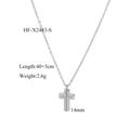 Dettaglio collana croce argento con zirconi, ciondolo 14mm e catena regolabile da 45cm - Stile Argentato (HF-X2483-S)