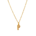 Dettaglio del ciondolo a lettera P placcato oro 18K con pavé di zirconi bianchi lucidi - Stile P (HF-X2493-P) / Oro 18K