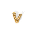 Detailed view of gold plated letter V pendant set with sparkling zircon stones - Letter V Style (WYC9102-V)