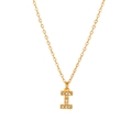 Dettaglio del pendente con lettera I placcato oro con cristalli incastonati - Stile I (HF-X2493-I) / Oro 18K