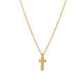 Macro della collana con ciondolo lettera T placcata oro 18K e micro zirconi brillanti - Stile T (HF-X2493-T) / Oro 18K