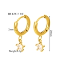 Orecchini placcati oro 18K con pendente a stella in cristallo e cerchio da 20mm - Stile Stella in Vetro Bianco (HF-E3673-WT)