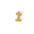 Detailed view of an 18K gold plated letter I pendant with shiny cubic zirconia inlay - Letter I Style (WYC9102-I)