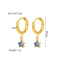 Orecchini a cerchio placcati oro 18K con un piccolo ciondolo a stella in vetro blu - Stile Stella in Vetro Blu (HF-E3673-BL)