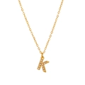 Collana in acciaio al titanio placcato oro 18 carati con ciondolo a lettera K in cristallo - Stile K (HF-X2493-K) / Oro 18K