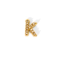 Detail view of 18K gold plated letter K pendant with paved zircon stones and ring loop - Letter K Style (WYC9102-K)