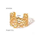 Dettaglio polsino aperto in acciaio placcato oro 18K da 40mm con design a rami cavi - Stile Ramo di Corallo (HF-B5268)
