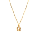 Dettaglio del ciondolo a lettera Q con pavé di cristalli su una catena dorata lucida - Stile Q (HF-X2493-Q) / Oro 18K