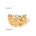Dettaglio del bracciale rigido a fiori in oro 18K con dimensioni 40mm e un peso di 29g - Stile Foglia di Fiore (HF-B5274)