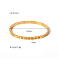 Macro detail of gold plated bangle showing Roman numeral engraving and cubic zirconia stones - Roman Numerals with Rhinestones Style (HF-B5262) / 18K Gold