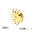 Spilla linguaggio dei segni in acciaio dorato con dimensioni 20x20mm e peso di 3,4g - Oro