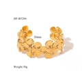Detail of 18K gold-plated floral cuff bracelet showing 28mm width and daisy pattern - Radial Texture Daisy Style (HF-B5284)