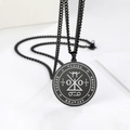 Aartsengel zegel hanger ketting van zwart titanium staal met gegraveerde symbolen - Zwart