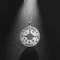 Collier avec pendentif sceau de l'ange Sandalphon en acier inoxydable argenté poli rond - Acier