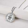 Zegel van aartsengel Raziel roestvrijstalen hanger ketting met mystieke gravure - Zilver