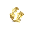 Golden cherry blossom open ring featuring adjustable floral pattern and matte finish - Five-petal Flower Style / Gold