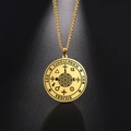 Collier en acier inoxydable doré avec sceau de Sandalphon et géométrie sacrée gravée - Or