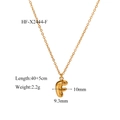 Puffy gold 3D balloon letter F pendant on adjustable stainless steel necklace chain - Letter F Pendant (HF-X2444-F) / 18K Gold