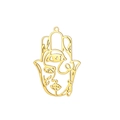 Ciondolo a mano di Hamsa dorato in acciaio inossidabile lucido con design del viso - Oro